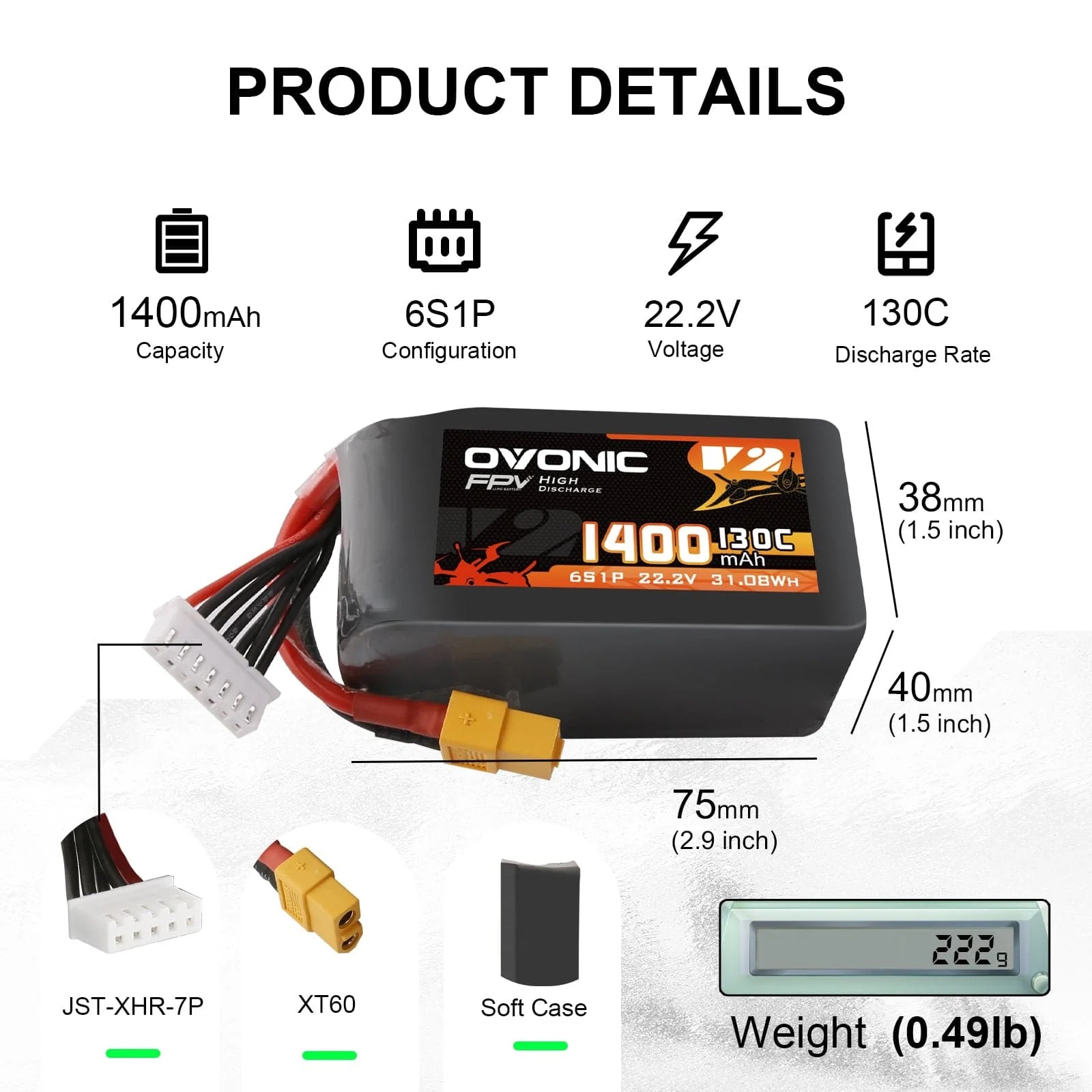 Drone Battery Bag - Аккумуляторная батарея Ovonic 6S 1400 мАч